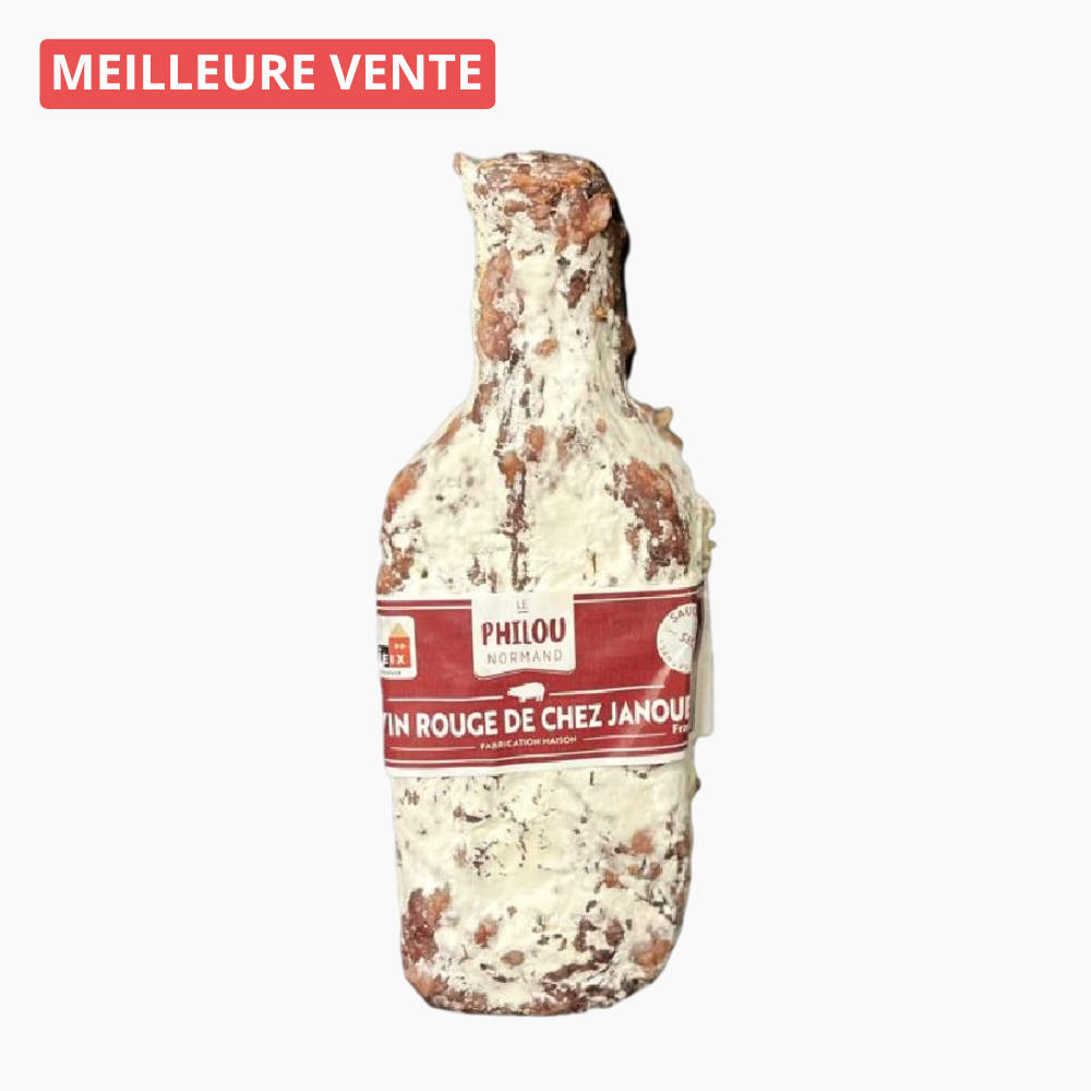 Saucisson au vin rouge et échalotes