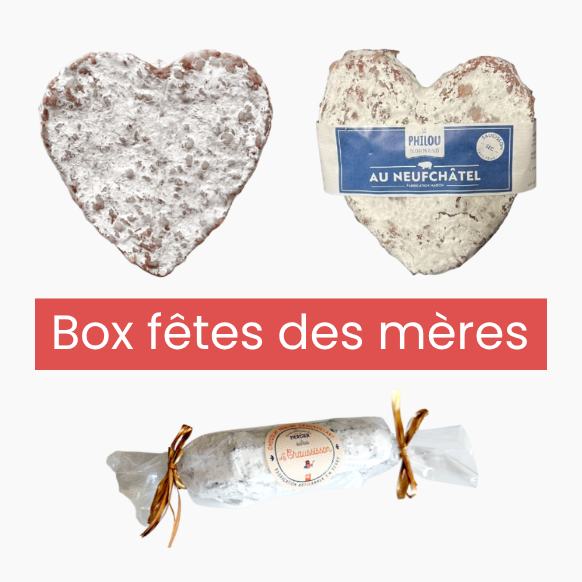 Box fêtes des mères - cœur nature + cœur neufchâtel + saucisson chocolat