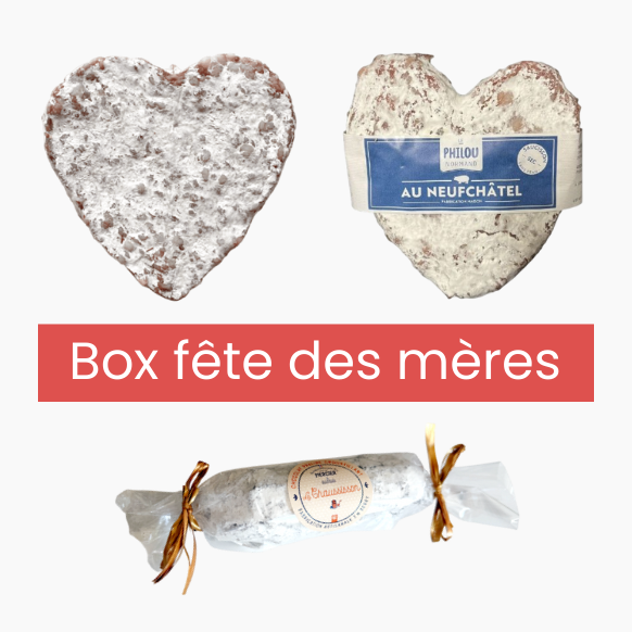 Box fête des mères - cœur nature + cœur neufchâtel + saucisson chocolat