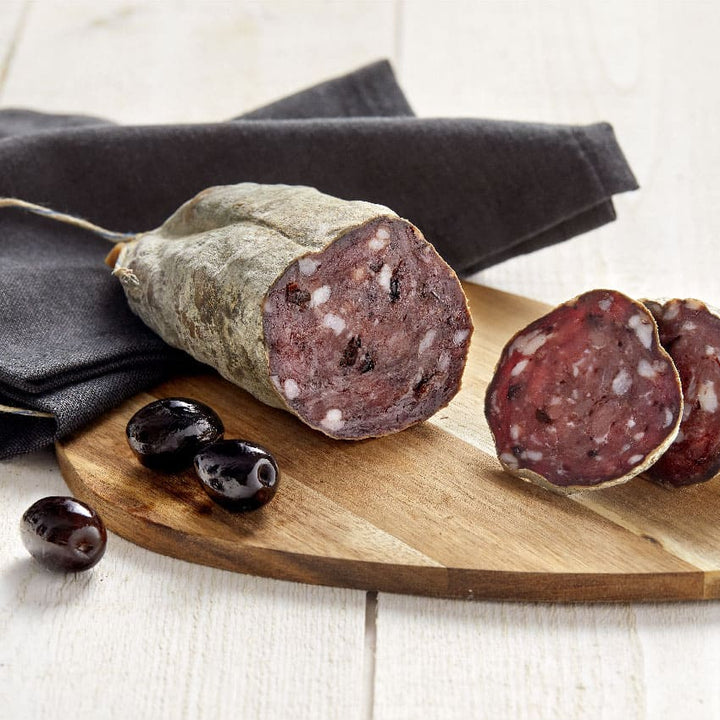 Saucisson aux olives noires de Nyons AOP (300g) - Le monde du saucisson