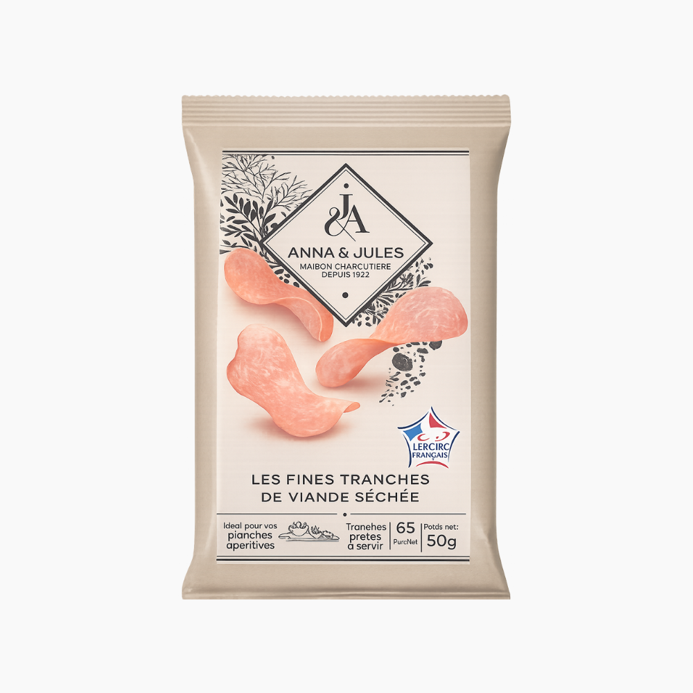 Fines tranches de viande séchée nature - Le monde du saucisson
