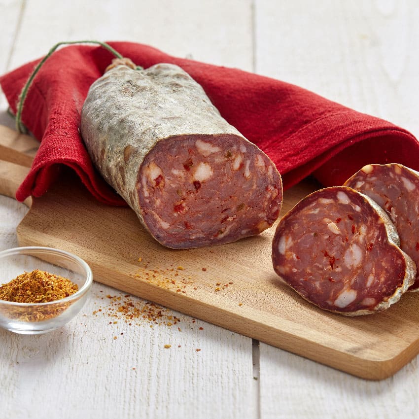 Saucisson au piment d’Espelette (300g) - Le monde du saucisson