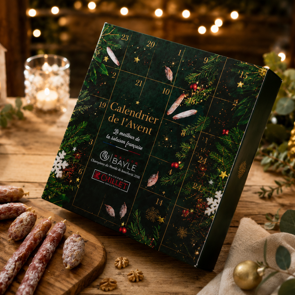Calendrier de l'avent apéro 2026 - pièces de saucisson sec français