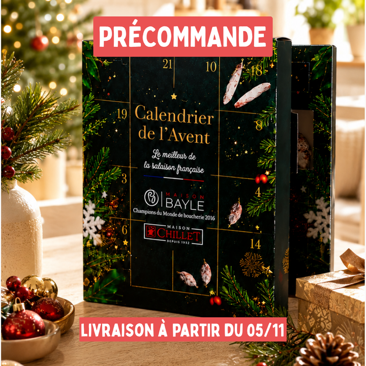 Calendrier de l'avent saucissons 2026 - 25 pièces de saucissons artisanaux (Champion du Monde de la Boucherie)