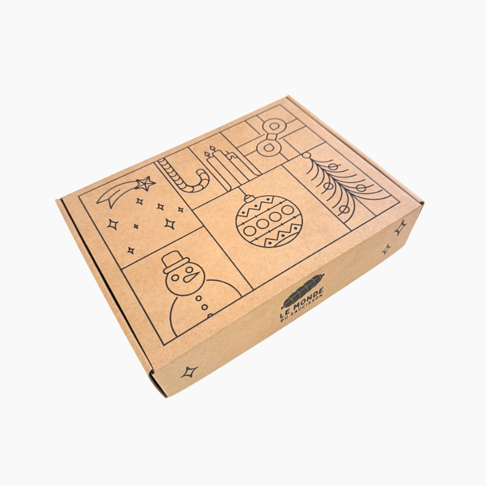 Coffret de Noël 4 saucissons (Foie gras, saumon fumé, truffes, comté)