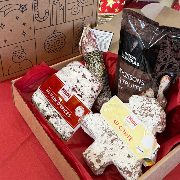 Coffret de Noël 4 saucissons n°2 - Foie gras, truffe, comté, pain d'épices