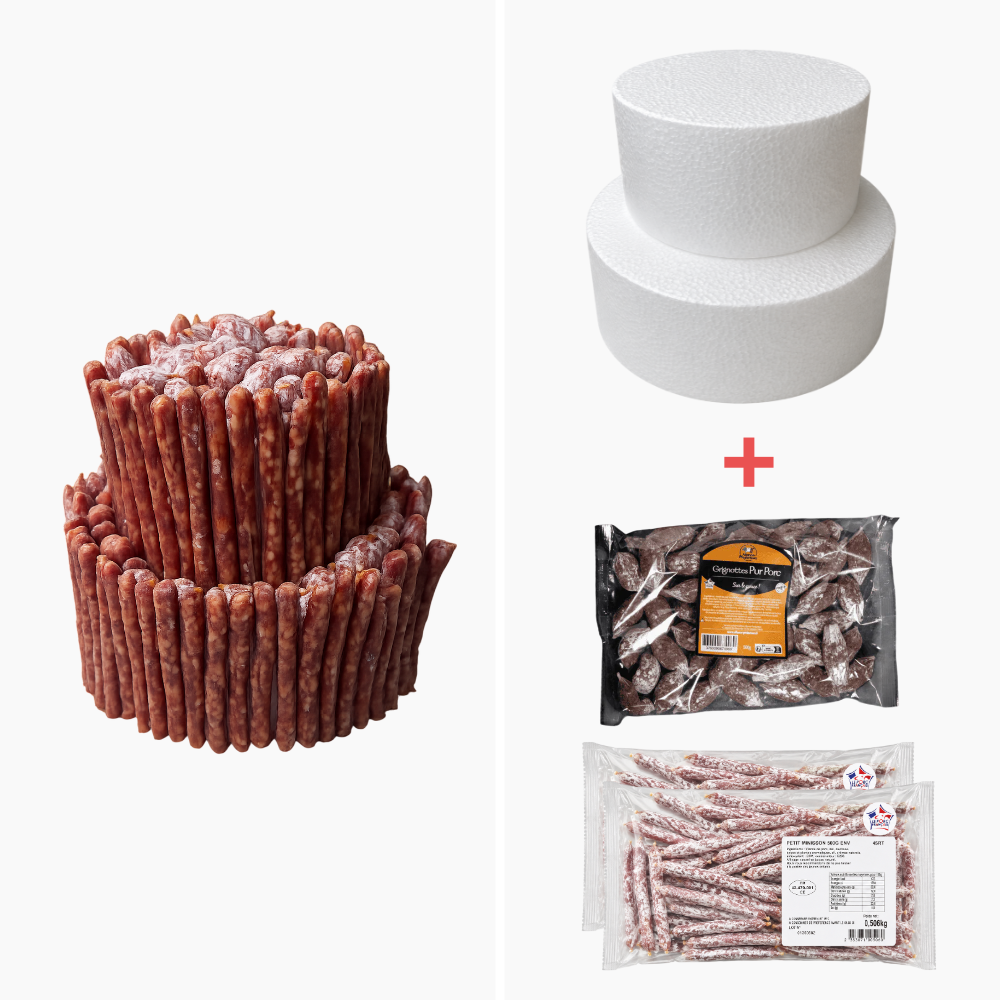 Kit gâteau de saucissons 2 étages - mini-saucissons nature (100 mini-saucissons environ)