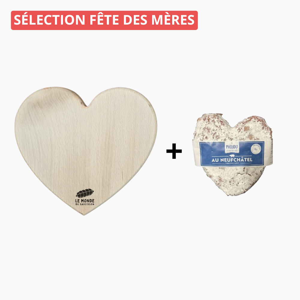 Planche Coeur + Pavé Coeur au Neufchâtel - Le monde du saucisson