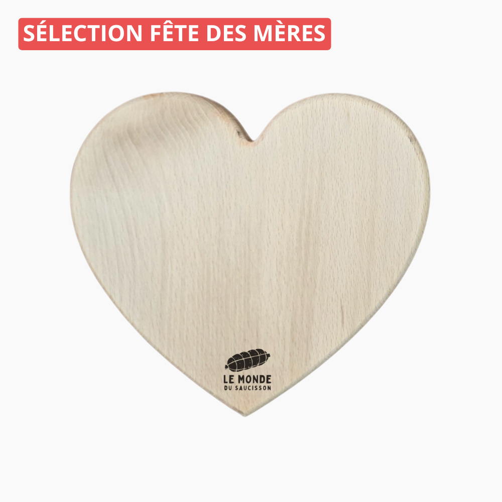 Planche coeur - Planche à découper de 24cm - Le monde du saucisson