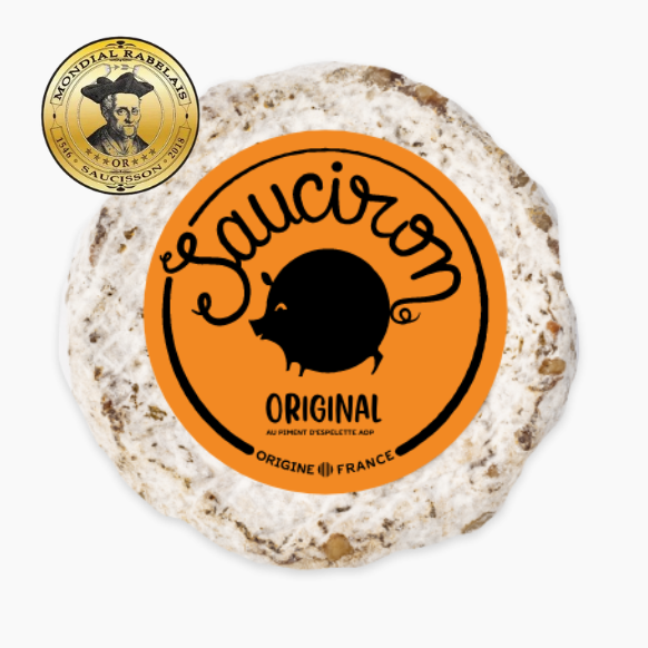Sauciron piment d'Espelette - déjà tranché (médaille d'or au mondial du saucisson) - Le monde du saucisson