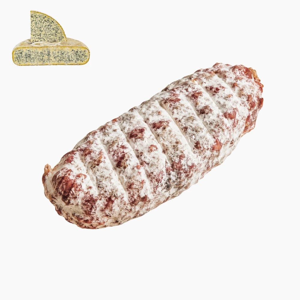 Saucisson boule au Bleu de Gex AOP, saucisson sec de Franche-Comté au fromage persillé du Haut-Jura