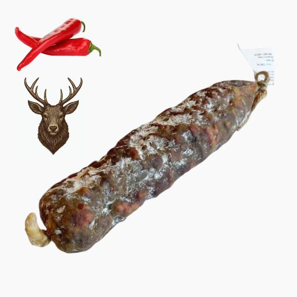 Saucisson de cerf au piment d'espelette (85% de cerf)