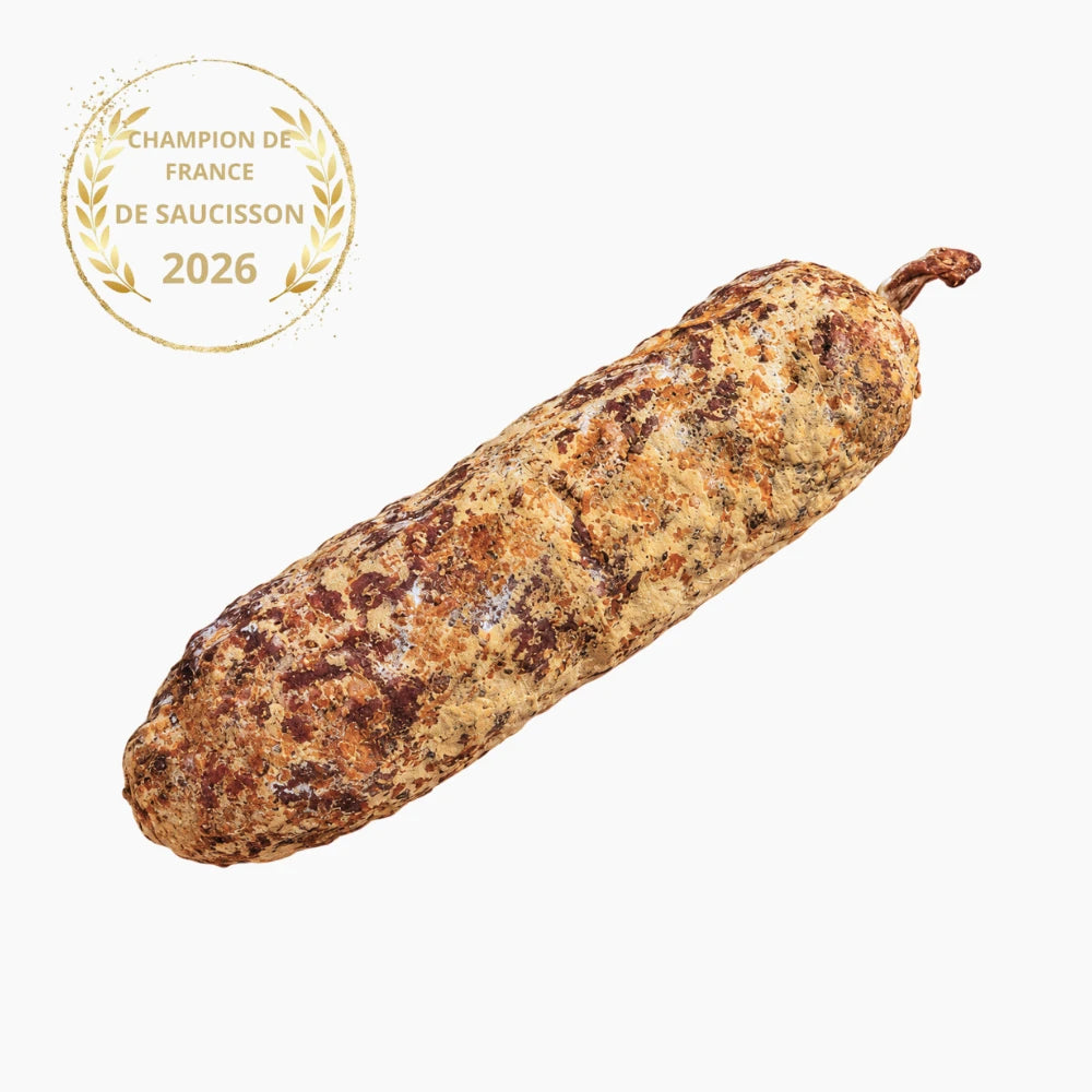 Saucisson pur porc fumé au Comté AOP, fumé à l'épicéa du Haut-Doubs, champion de France de saucisson 2026
