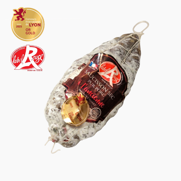 Saucisson à l'ancienne label rouge (400g) - Médaille d'or au concours international de Lyon - Le monde du saucisson
