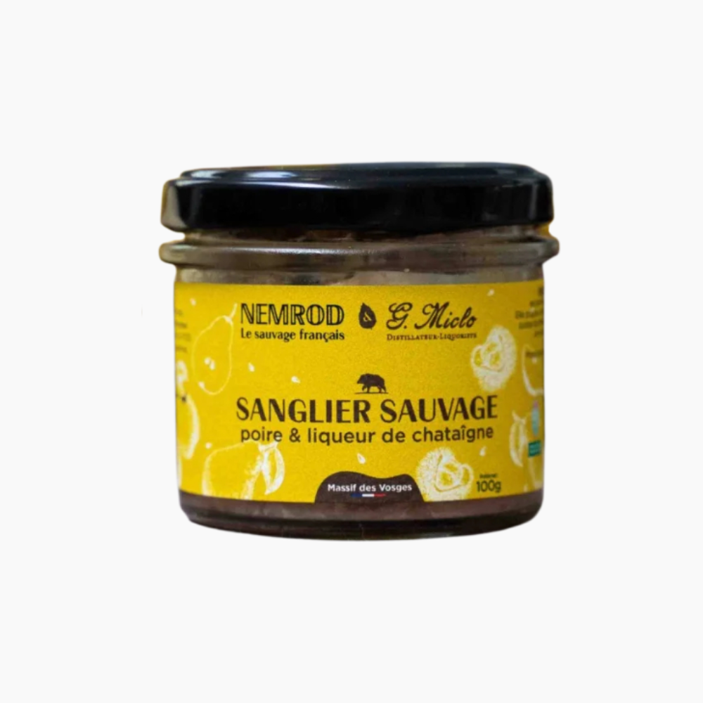Terrine de Sanglier aux Poires & Liqueur de Châtaignes - 180g - Le monde du saucisson