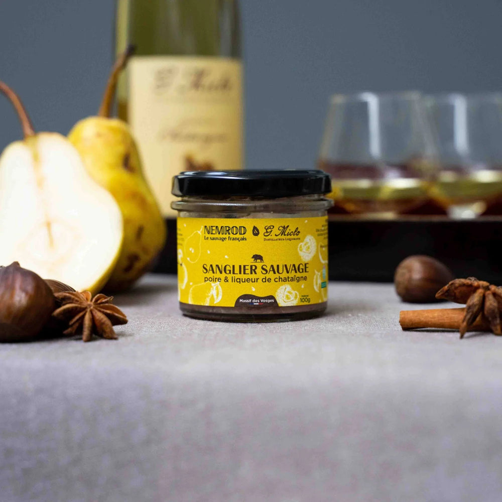 Terrine de Sanglier aux Poires & Liqueur de Châtaignes - 180g - Le monde du saucisson